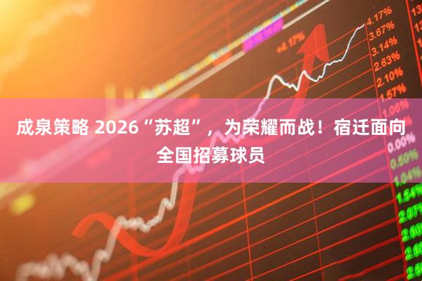 成泉策略 2026“苏超”，为荣耀而战！宿迁面向全国招募球员