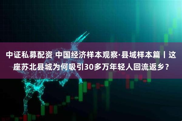中证私募配资 中国经济样本观察·县域样本篇丨这座苏北县城为何吸引30多万年轻人回流返乡？